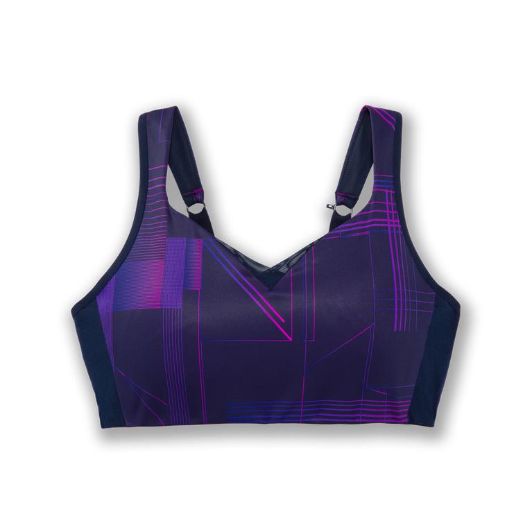 Brooks Women's Drive Convertible Running Bra - Matrix Navy Print/Purple (FXOB39510)